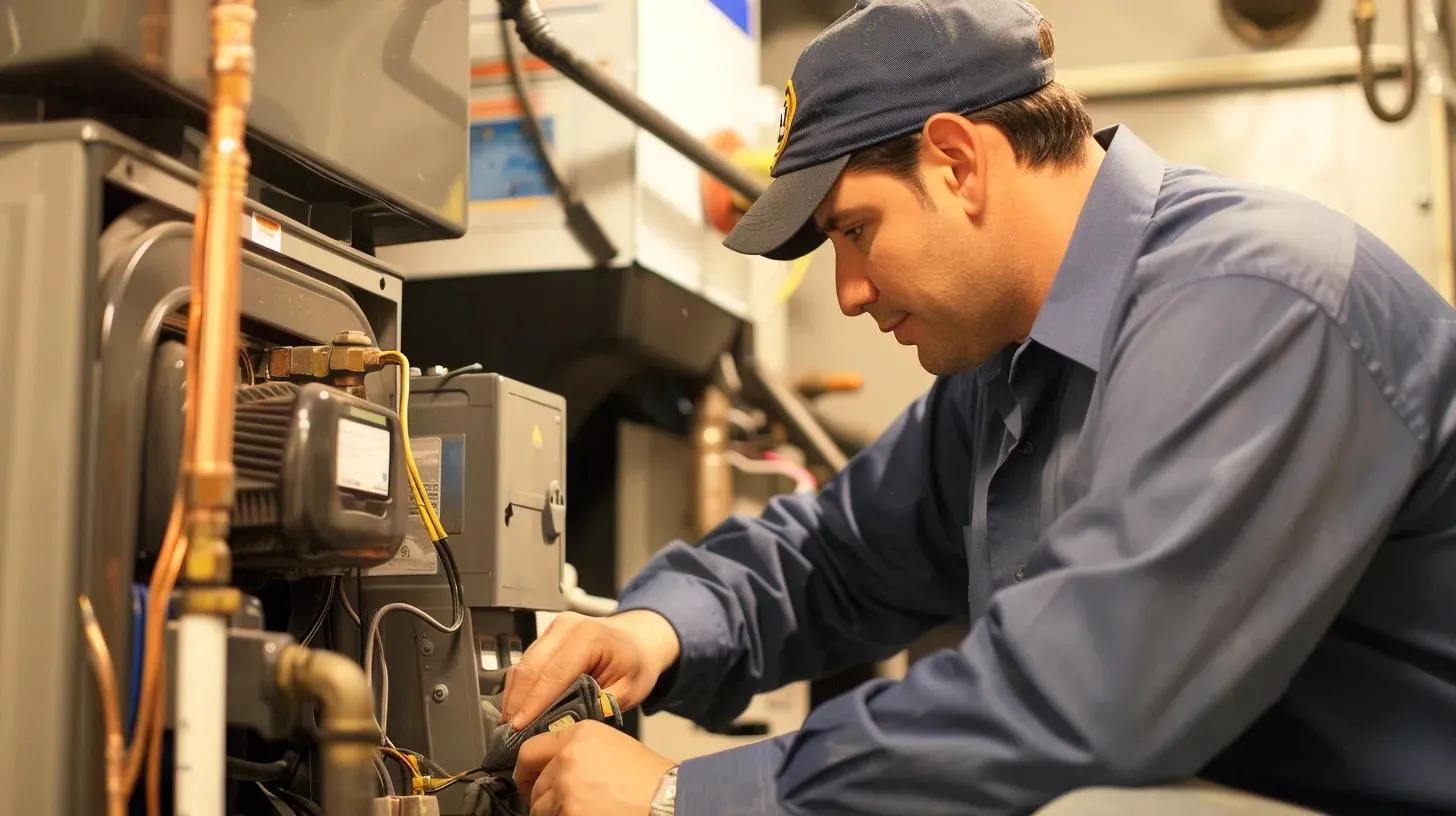 technician doing furnace check up in modesto